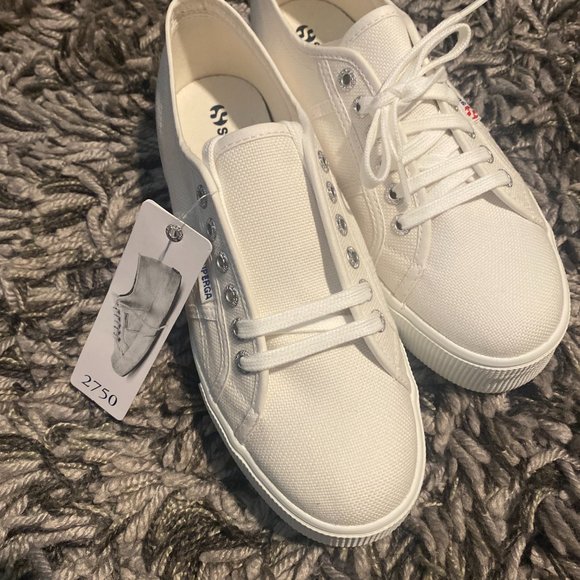 Womens Superga Low top Platform White Sneakers Size 9 - Picture 4 of 5